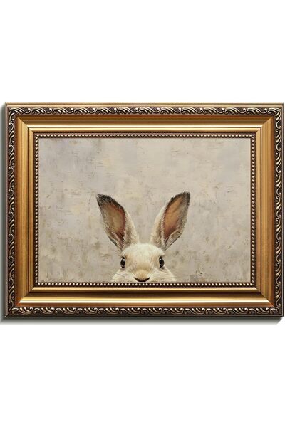Generic Vintage Gold Framed Wall Art, Easter Bunny Wall Art Decor, Neutral Ra...