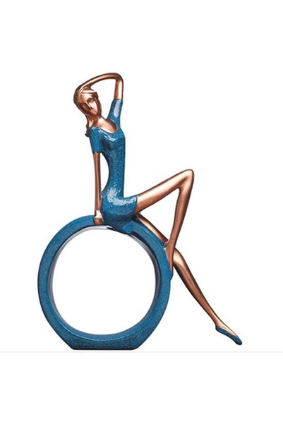 Noonedibs Statuie decorativă fată yoga poză sculptură familie decor statuie d...