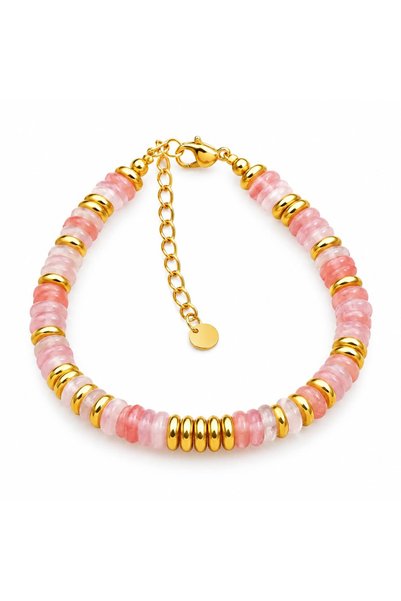 Pursehuit Gold-colored bracelet, 316L stainless steel, with Cherry Crystal C1...