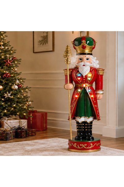 ELITECOMMERCEMARKET Figurina Soldat de Craciun de Podea Rosu cu LED 100cm