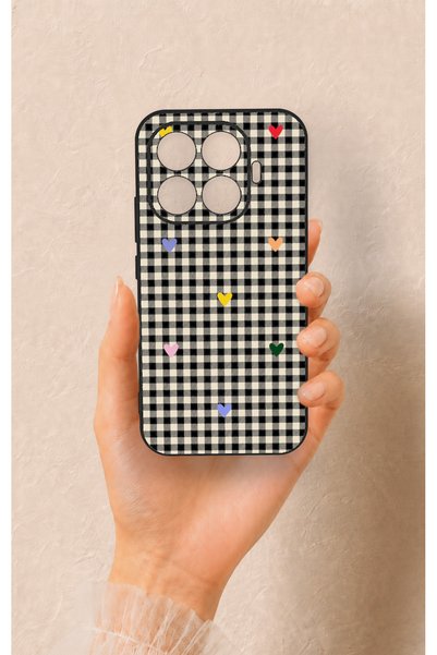 Vip Case Mi 17T 5G-Compatible Silicone Case with Heart-Shaped Plaid Pattern