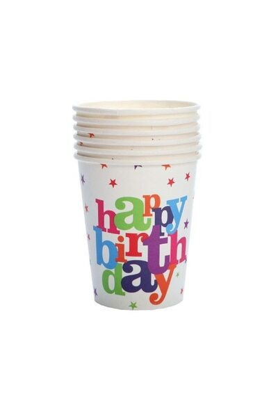 DAMUR Set of 6 Glasses, Innovation, Happy Birthday Print, Cardboard, 7.5 x 7....