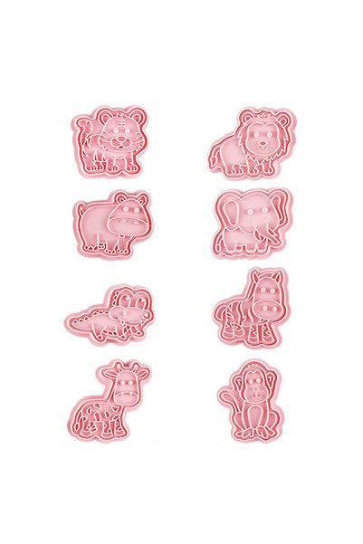 Noonedibs Forme de biscuiți cu animale cu ștampile cu piston, set de 8 forme ...