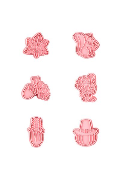 Noonedibs Set 12 forme biscuiți Ziua Recunoștinței cu ștampile piston: frunze...