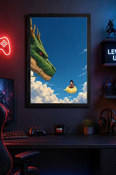 Charmbi Poster sa motivom iz serije Dragon Ball Black, u drvenom okviru, vrhu...