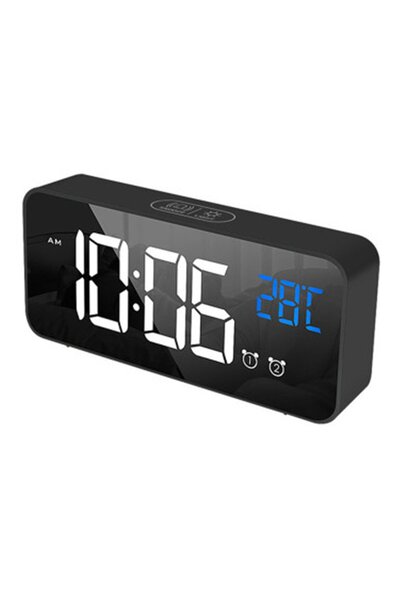 Noonedibs Ceas deșteptător digital cu LED, port USB, control al sunetului, vo...