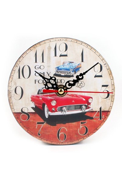 Noonedibs Ceas de perete antic creativ, stil vintage, ceasuri rotunde din lem...