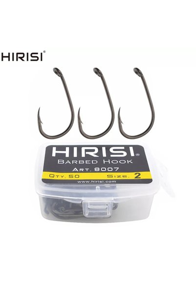 HIRISI 4 50 قطعة خطاف صيد سمك الكارب ذو الشوكة المصنوع من الفولاذ عالي الكربو...