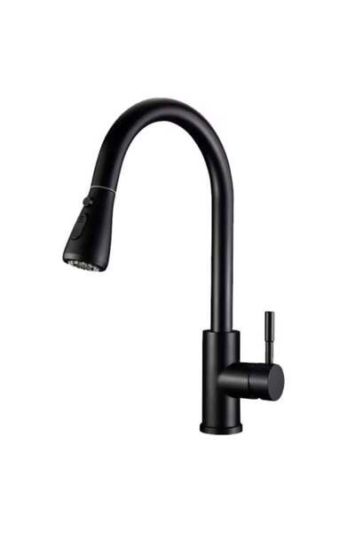 NON Matte Black Stainless Steel 304 Kitchen Faucet with Pull-Out Hose