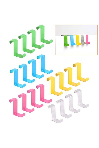 Noonedibs 20 buc cârlige de ușă roz, set 5 culori, cârlige metalice cu două f...