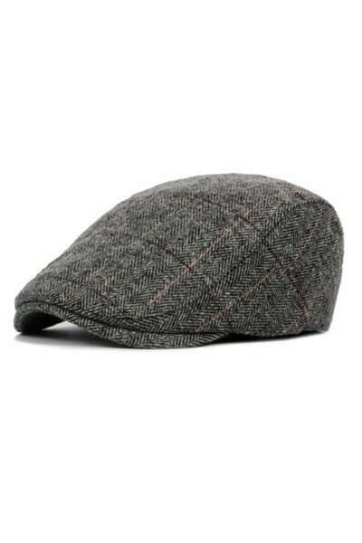 Noonedibs Șapcă plată bărbătească, beretă, model herringbone, vânzător de zia...