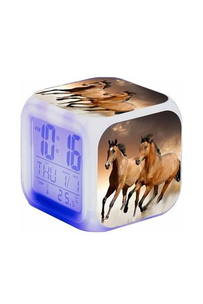 Noonedibs Ceas deșteptător cu cai - Alarmă pentru animale - LED - Cu lumină -...