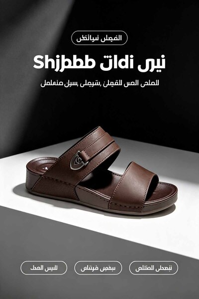 Najd Trend Mall صندل رجالي من الجلد بتصميم انزلاقي، بحزام مزدوج قابل للتعديل ...