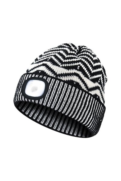 Noonedibs Căciulă Beanie cu lumină, căciulă Beanie LED reîncărcabilă USB cu 3...