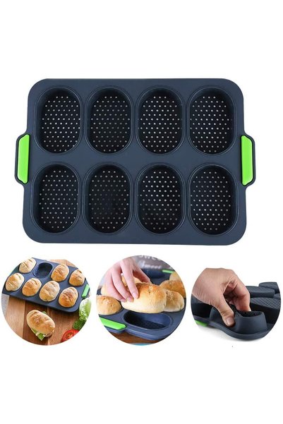 Noonedibs Tavă de copt pentru mini baghete, tavă pentru prăjirea pâinii, tavă...