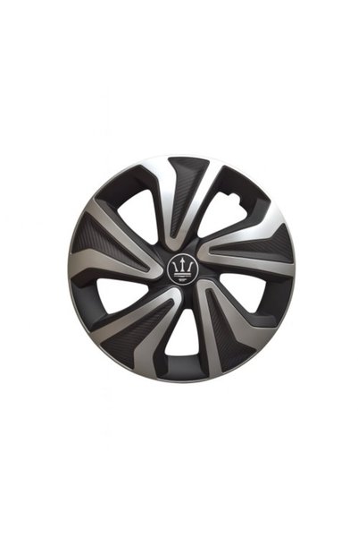 SMARTIC Set de 4 capace de roată Evo, culoare negru-argintiu, 15 inch, Smarti...