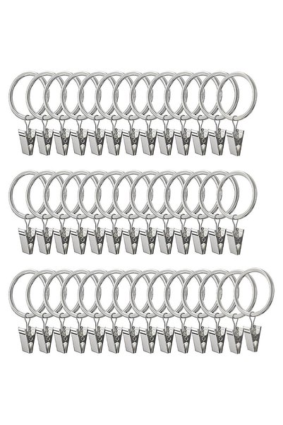 Noonedibs Pachet de 40 de inele pentru perdea, inele pentru perdea cu cleme, ...