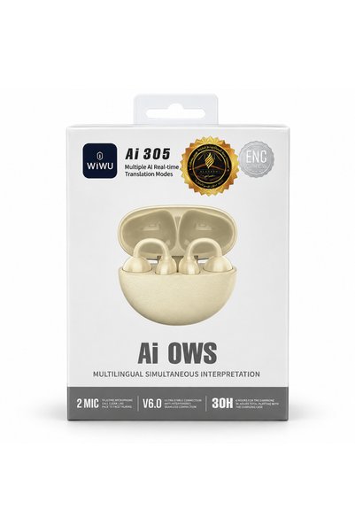 WIWU AI 305 Open-Ear Wireless AI Translation Earbuds with Charging Case