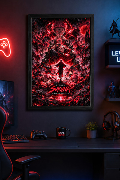 Charmbi Sukuna King Of Curses – Poster cu ramă din lemn, tablou decorativ pen...