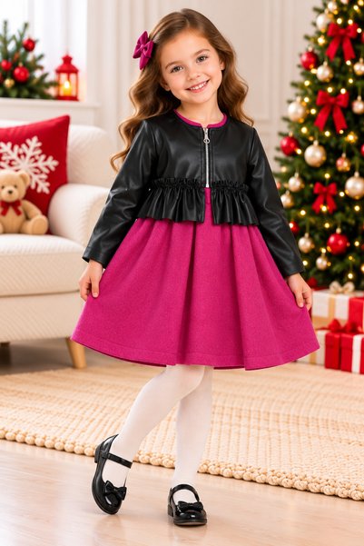 Büşra Bebe طقم مكون من سترة وفستان للفتيات (قطعتان).