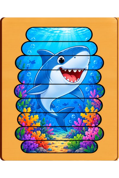 Gabcom Puzzle pentru copii cu Rechin – 9 piese , 29x21cm , Puzzle Educativ cu...