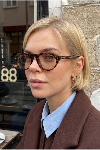 MACERATİ Rigel Vintage Gold Detailed Leopard-Framed Nude Ultra-Lightweight Uv...