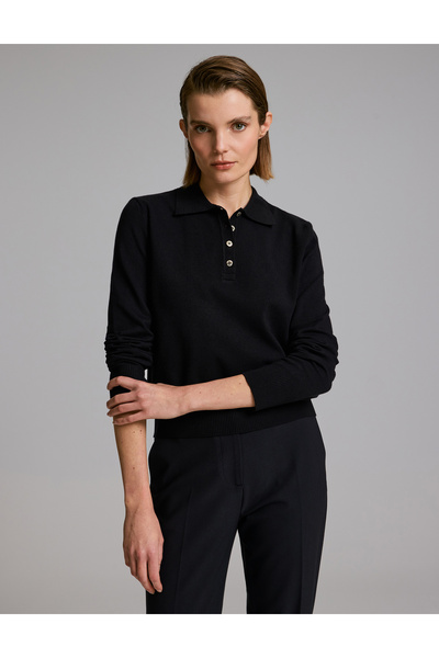 Pierre Cardin كنزة أساسية سوداء بقصة ضيقة 50331295-VR046