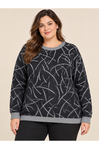 TUSSE Elegant Women's Viscose Cashmere-Print Plus-Size Sweatshirt