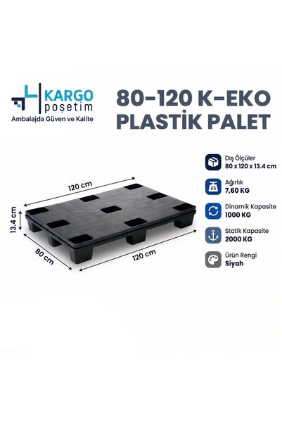 kargo poşetim 80x120x13 Cm Plastik Palet Siyah | İç İçe Geçmeli I Yük Taşıma
