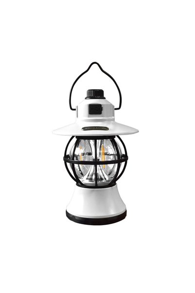 DAMUR Portable Retro Camping Lamp, Vintage LED ABS Lantern, 1200 mAh Battery ...