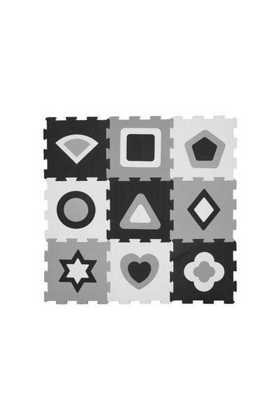 Jumbo Covor Puzzle Forme Geometrice Alb Negre pentru Copii 32x32cm (9 piese)