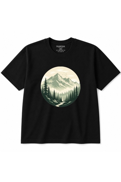Rabona Fashion Mountain Wilderness – Βιντάζ βαμβακερό t-shirt με σχέδιο από τ...