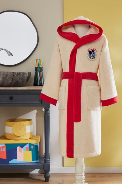 Özdilek Mickey Mouse Sports Disney-Licensed Hooded Children's Bathrobe, Ages ...