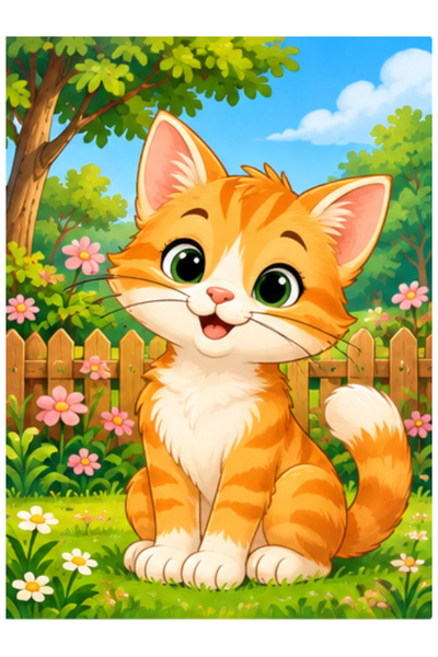 Gabcom Puzzle pentru copii cu Pisica – 24 piese , 29x21cm , Puzzle Educativ c...