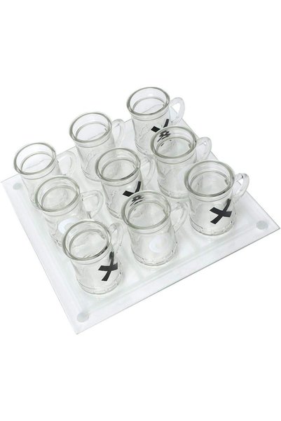 DAMUR Inovație de joc Tic-Tac-Toe, cu mini-căni de sticlă, 25 x 25 cm, pentru...