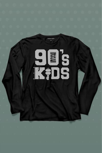 Kendim Seçtim Παιδί της δεκαετίας του ’90 90s Kids Μαύρο μπλουζάκι με μακρύ μ...