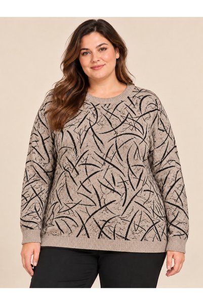 TUSSE Elegant Women's Viscose Cashmere-Print Plus-Size Sweatshirt