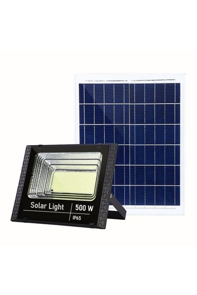 DAMUR Соларен проектор, SMD LED 500W със соларно зареждане, панел, дистанцион...