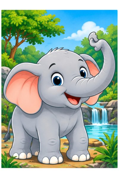 Gabcom Puzzle pentru copii cu Elefant – 4 piese , 10x10cm , Puzzle Educativ c...