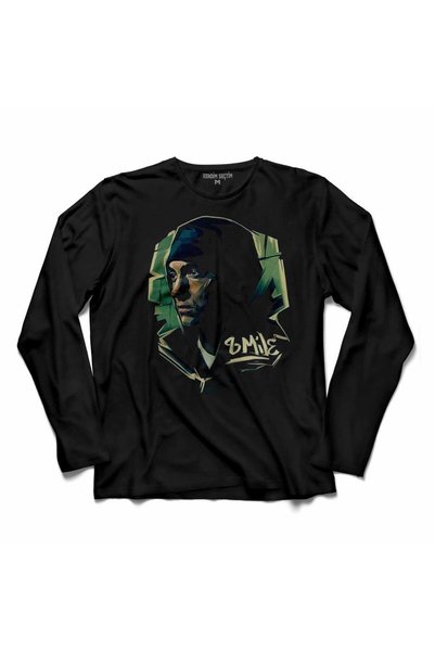 Kendim Seçtim Tricou negru cu mâneci lungi Eminem 8 Mile Eight Sekiz Mil Kret...