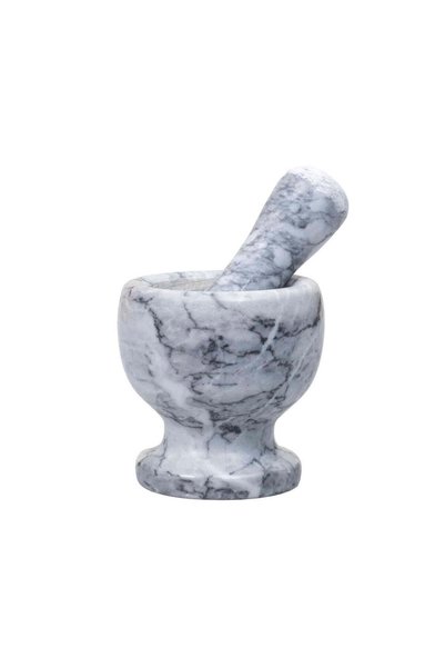 FOXMAG24 Marble Mortar and Pestle, 10 cm, 10.5 cm, Gray