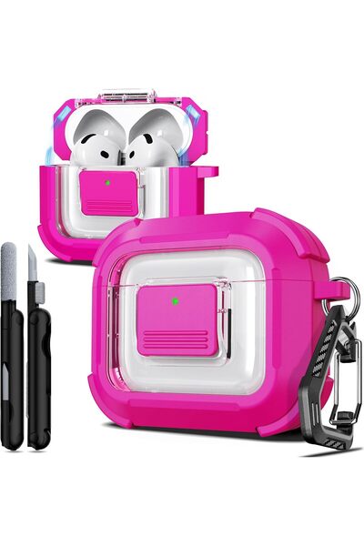 Generic Case for AirPods 4 & 5 with Lock Magnetic Lid MagSafe, Rose Pink
