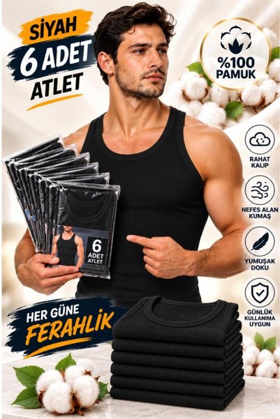 trendybee SILVER - Men's Black Tank Tops, 6-Pack in a Special Box, 100% Cotto...