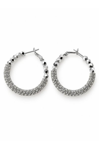 CHARMLUCKY SPECIAL EDITION STONE CUBIC HOOP EARRINGS