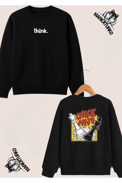 MarkaTurko CHESS Custom-Designed Reversible Printed Crew-Neck Sweatshirt