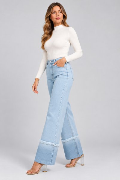 OnPelin jeans Pantaloni de denim pentru femei, de culoare albastru gheață, cu...