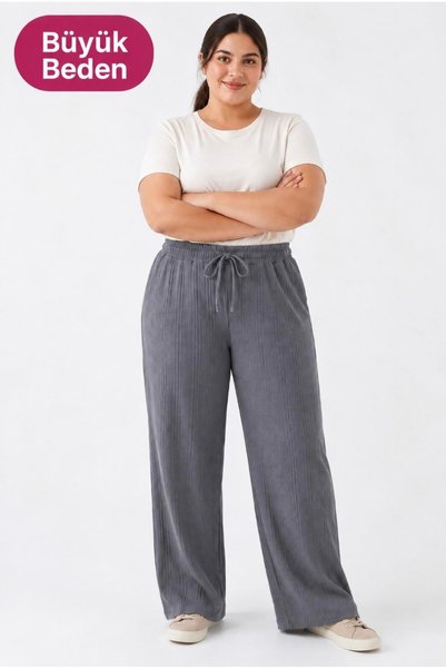 LOTTEBELLA Women's Plus Size Knitted Fabric High-Waisted Pants