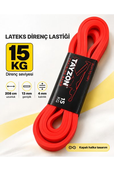 Tayzon 15 KG Lateks Direnç Lastiği 208 cm Hafif Direnç Sarı Kas Geliştirme La...