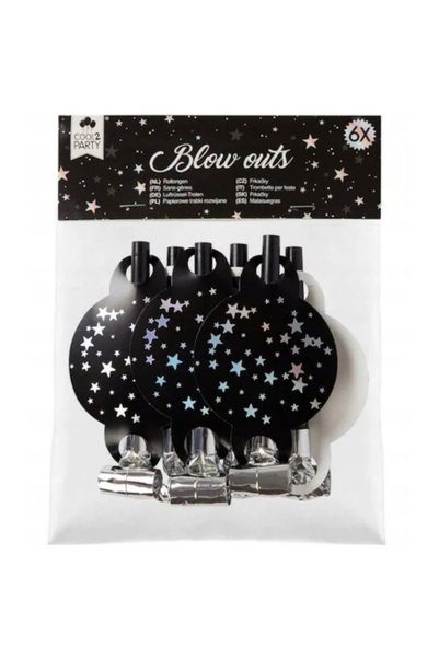 Party Set de suflătoare cu design Stele Argintii – 6 piese, design elegant ne...