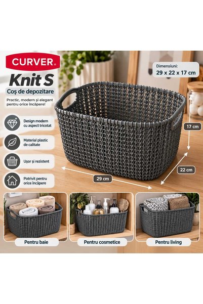 CURVER Coș de Depozitare Knit S, 29 × 22 × 17 cm